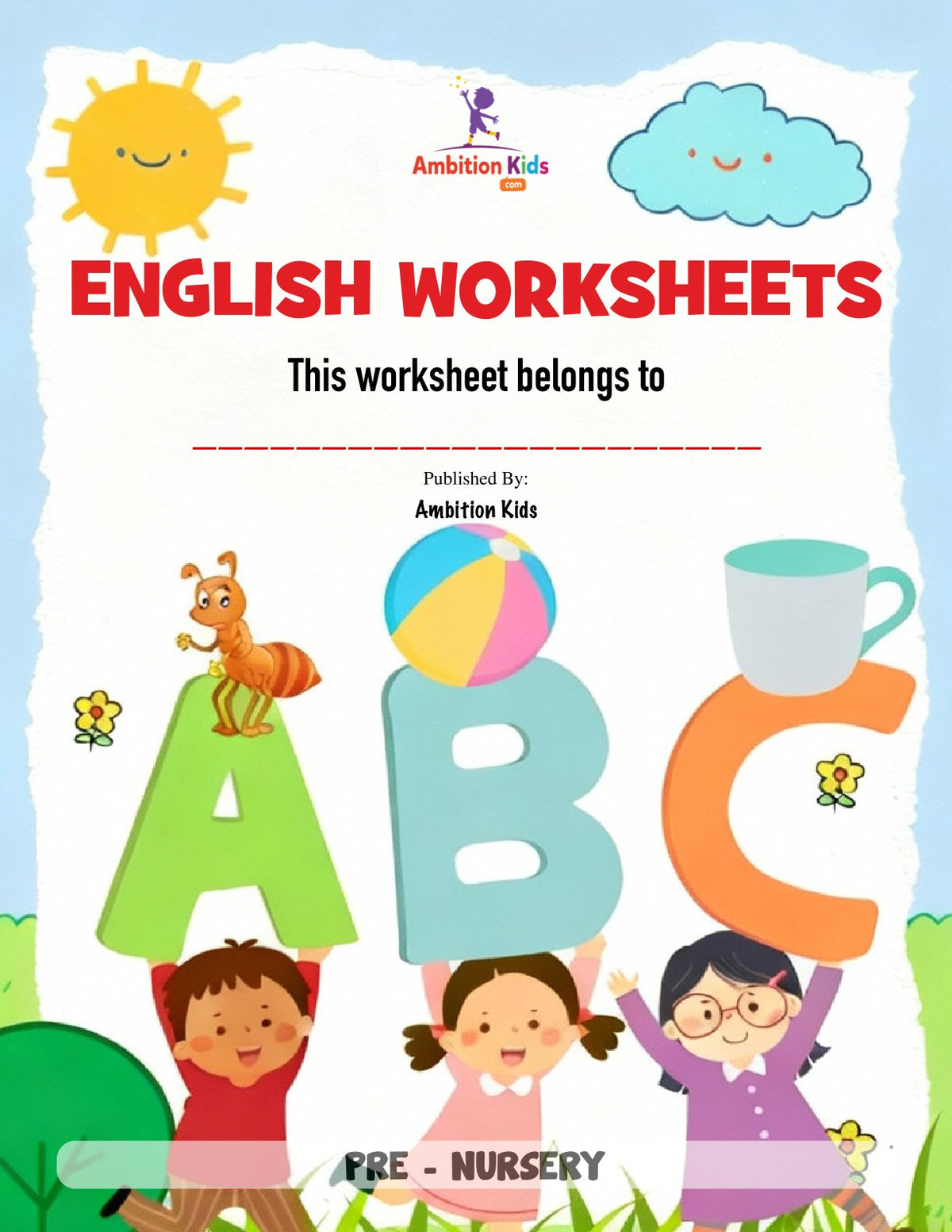 Pre-Nursery English Loose Worksheets | Alphabet & Picture Activities | Hard Copy