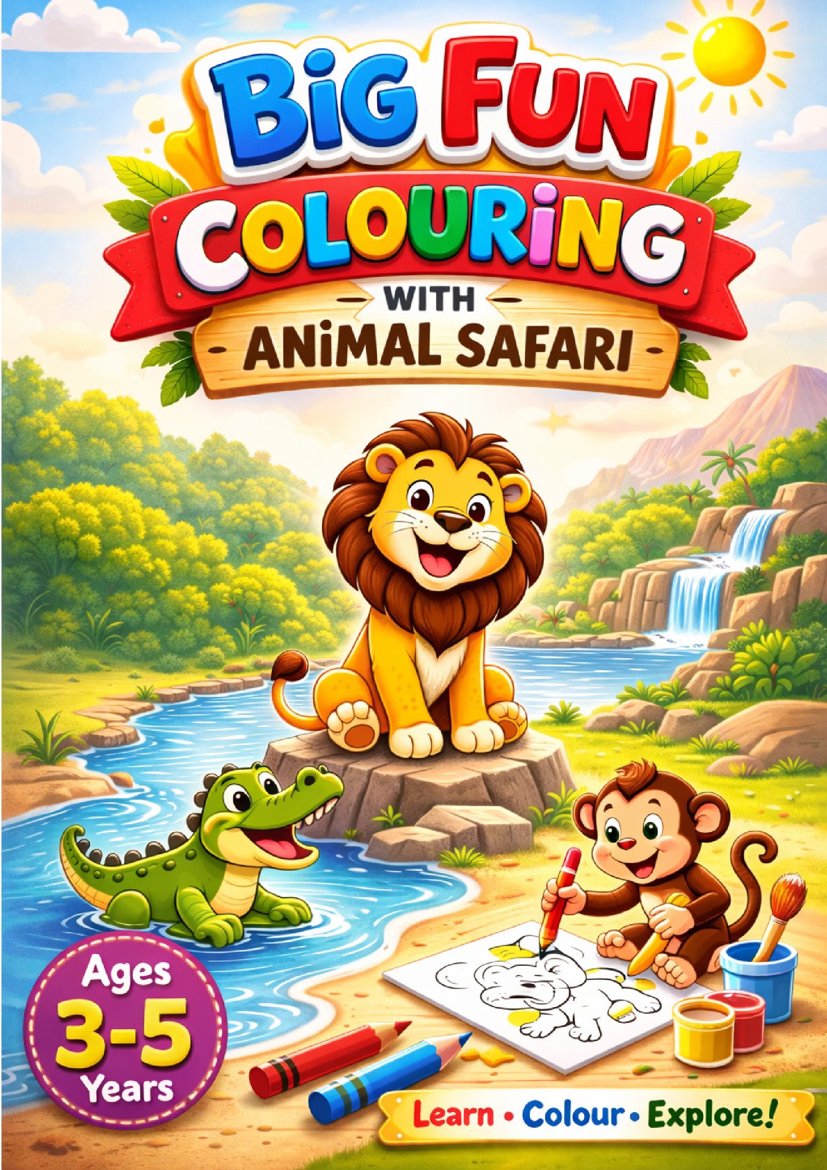 Colouring Books Combo Set for Kids Age 2-5 Years | Animal Safari, Universe, Vehicles & Fruits | A3 Size Activity Books