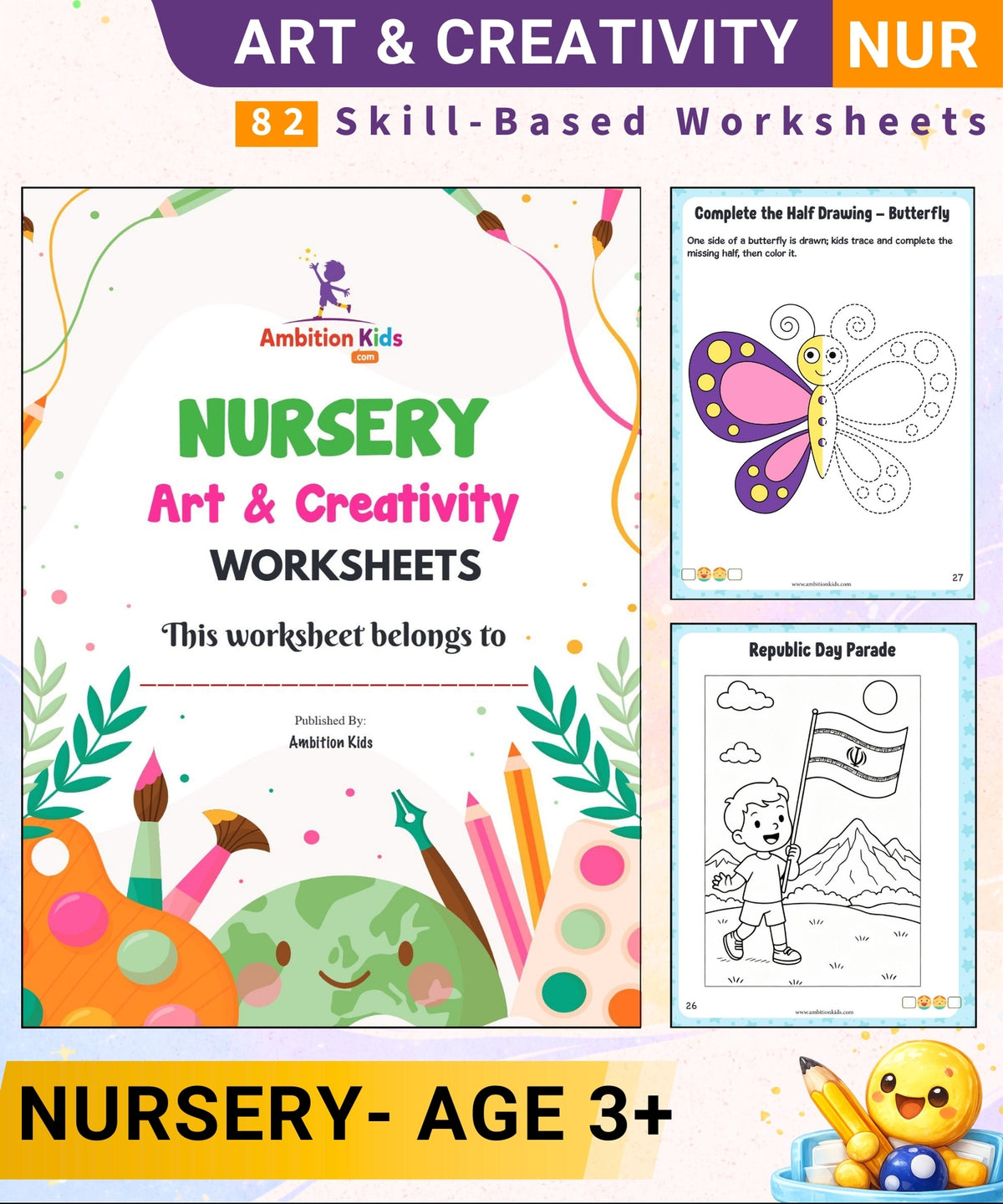Nursery Art & Creativity Printable Worksheets | Coloring Sheets (Age 3