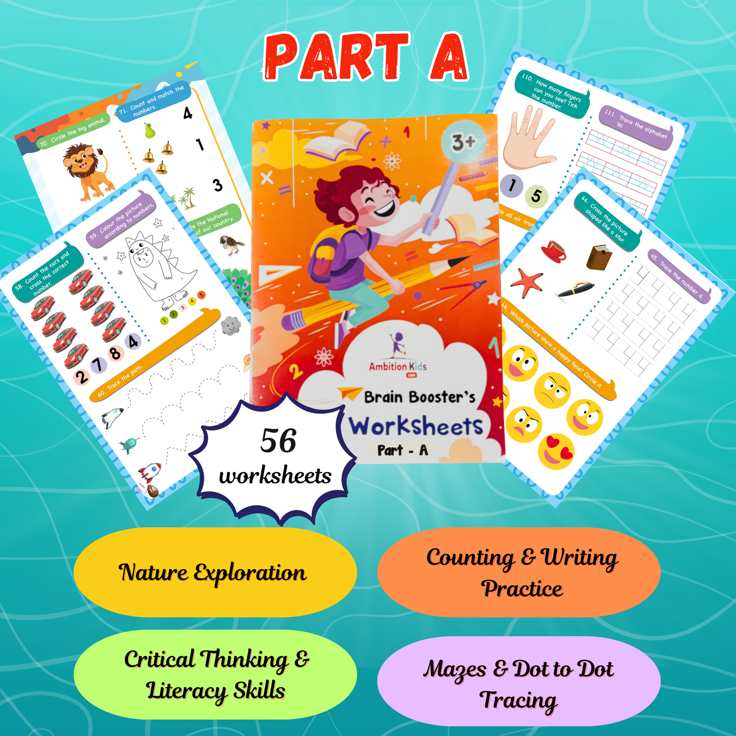 Age 3+ Brain Booster Worksheets (350+ Activities)