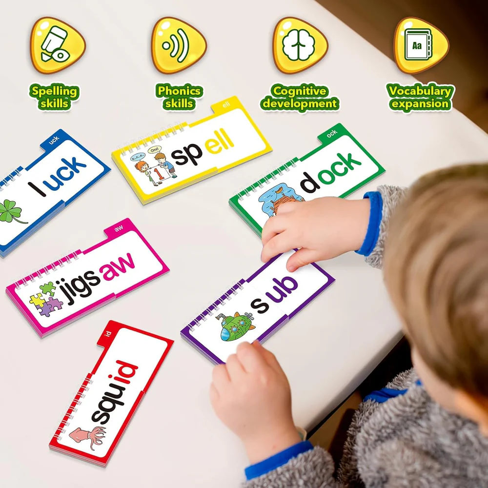 Word Family Flip Flash Cards | 30 Phonics Learning Books for Kids (5+ Years)