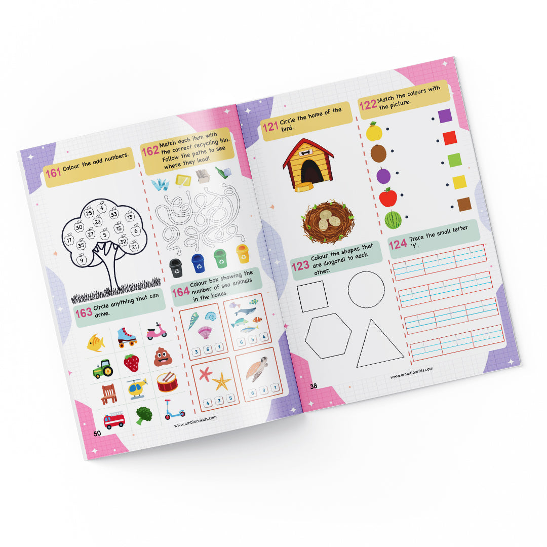UKG & Brain Booster Worksheets – 4-Book Set (Ages 5–7) ✅
