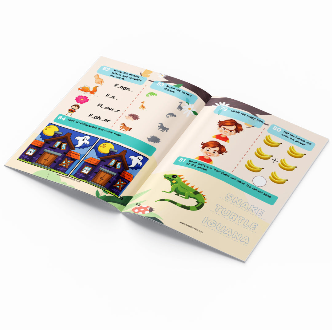 UKG & Brain Booster Worksheets – 4-Book Set (Ages 5–7) ✅