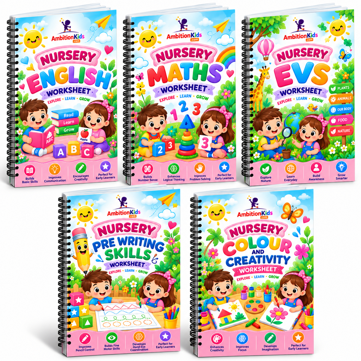 Nursery Loose Worksheet| EVS, Math, English, Art & Pattern| Hard Copy