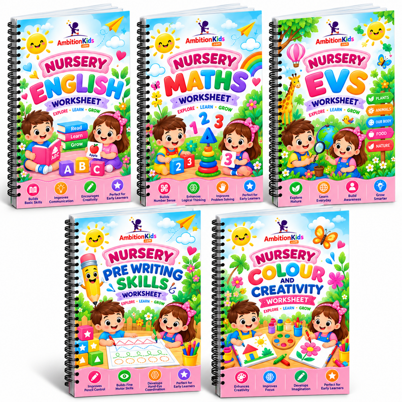 Nursery Loose Worksheet| EVS, Math, English, Art & Pattern| Hard Copy