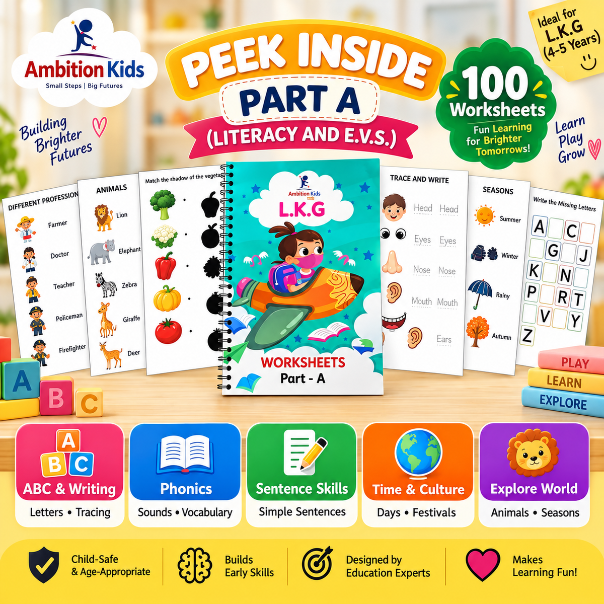 India’s #1 LKG Kids Worksheets for Preschool Kids (BUY 1, GET 1 FREE)