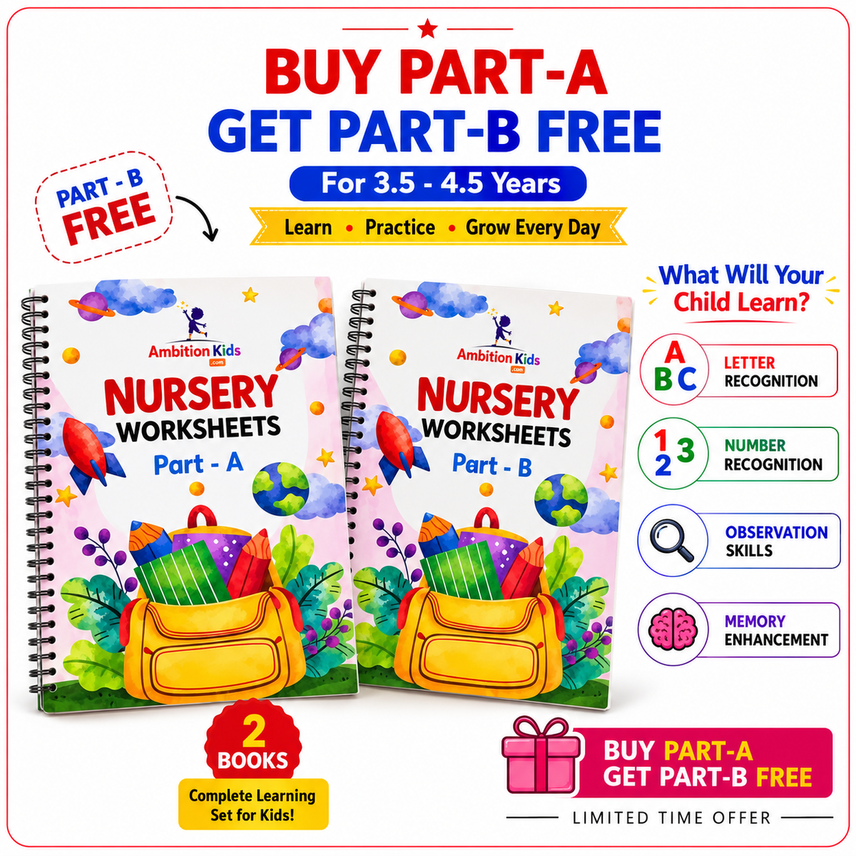 India's #1 Preschool Worksheets For Nursery, LKG & UKG Kids (BUY 1 GET 1 FREE)