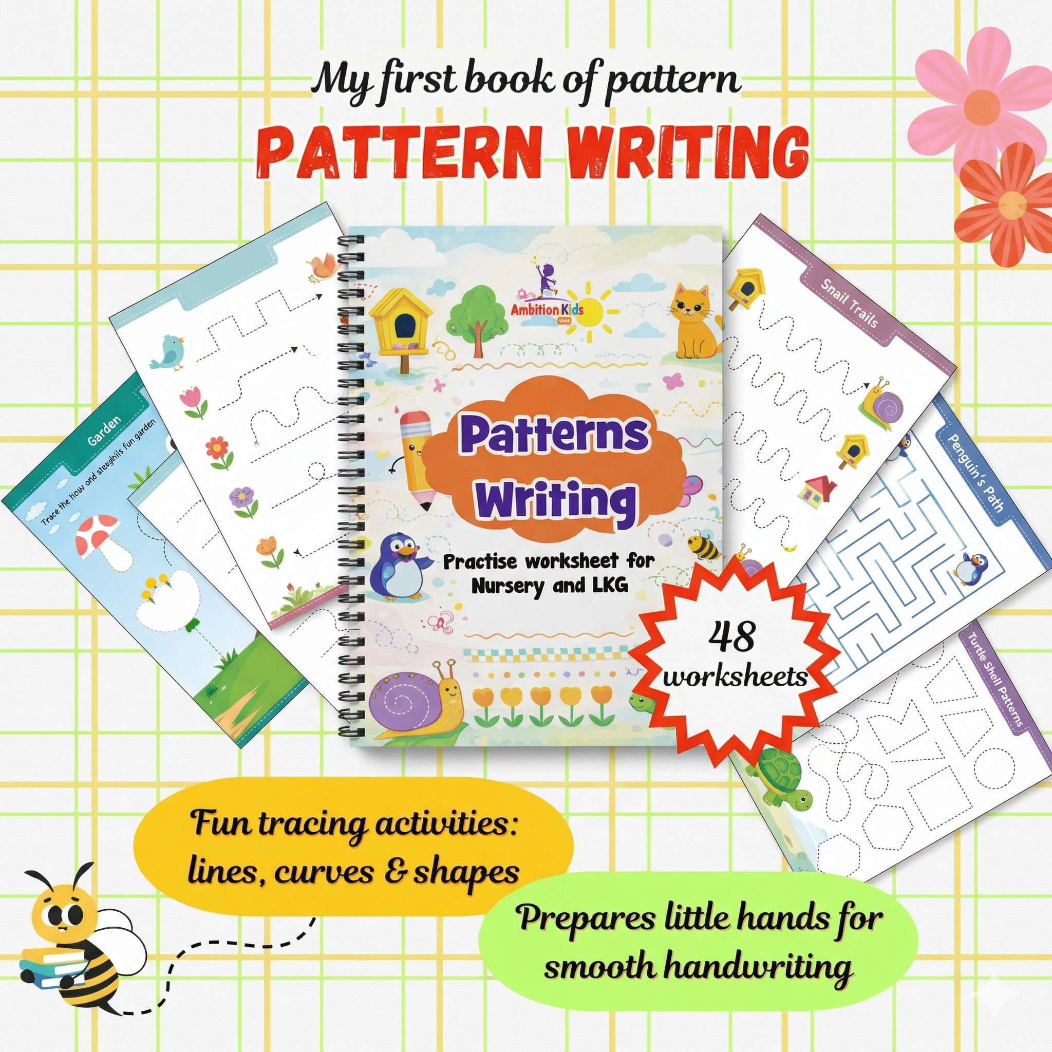 Patterns Writing kids Worksheet Improves Hand Control 100% Screen-Free