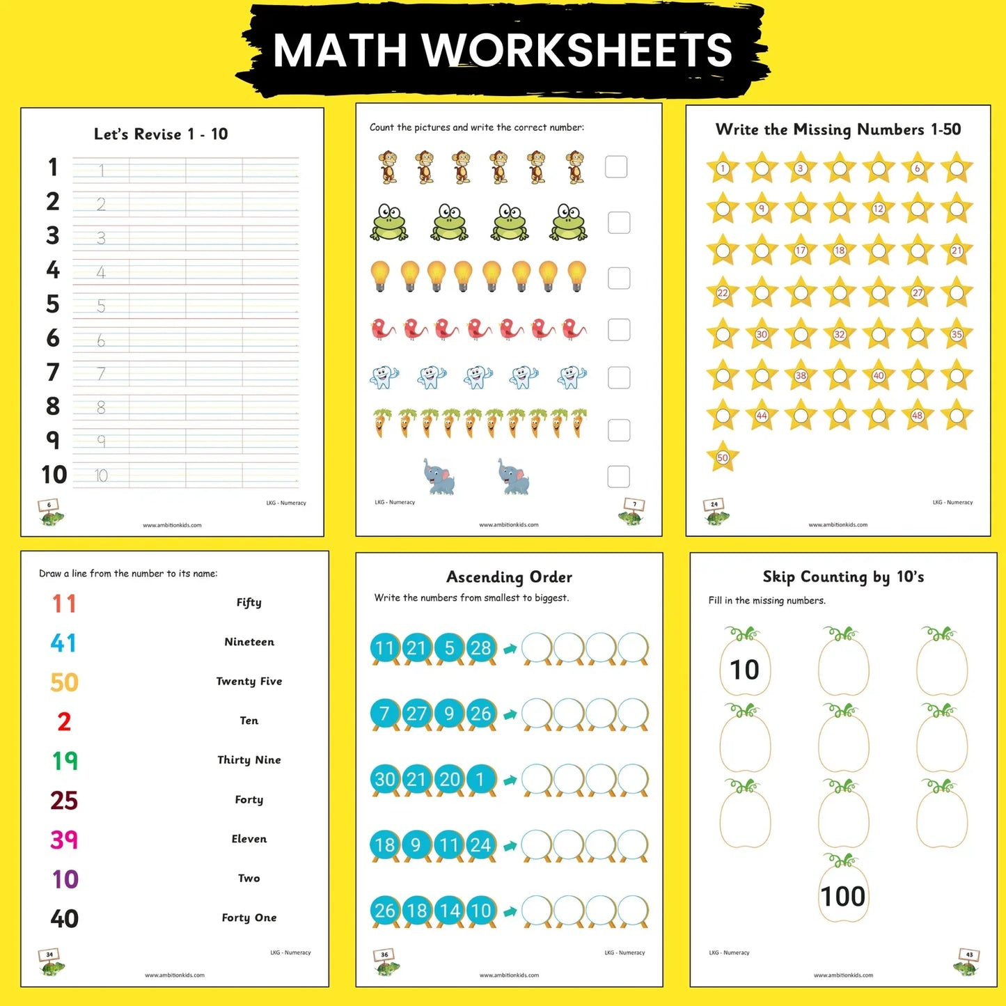 LKG Hard Copy Kids Worksheets - Ambition Kids