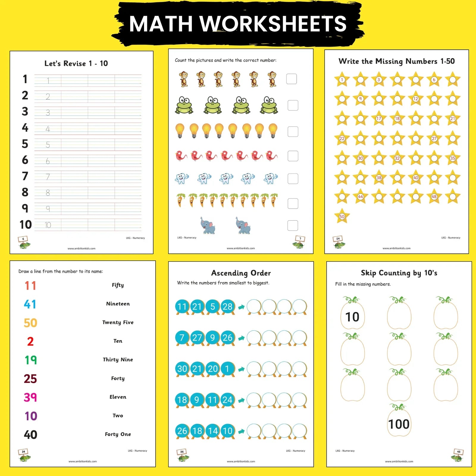 LKG Hard Copy Kids Worksheets - Ambition Kids