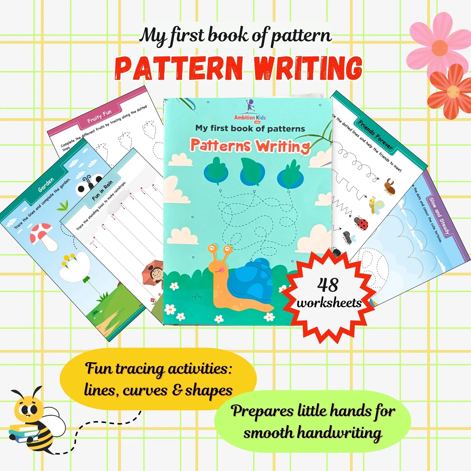 (Ages 5โ7): UKG Set โข Age 5+ Brain Booster & Pattern Writing | 3-in-1 Genius Learning Pack - Ambition Kids