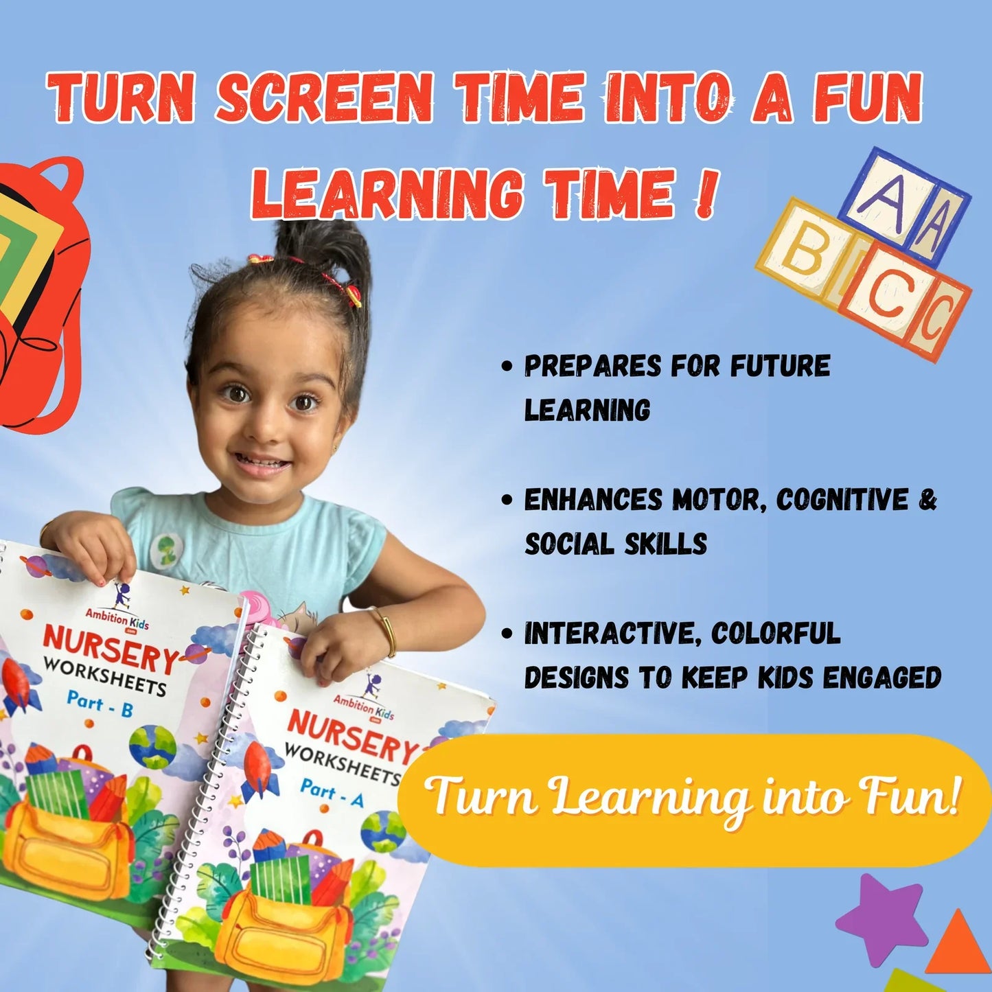 Nursery Hard Copy Kids Worksheets - Ambition Kids