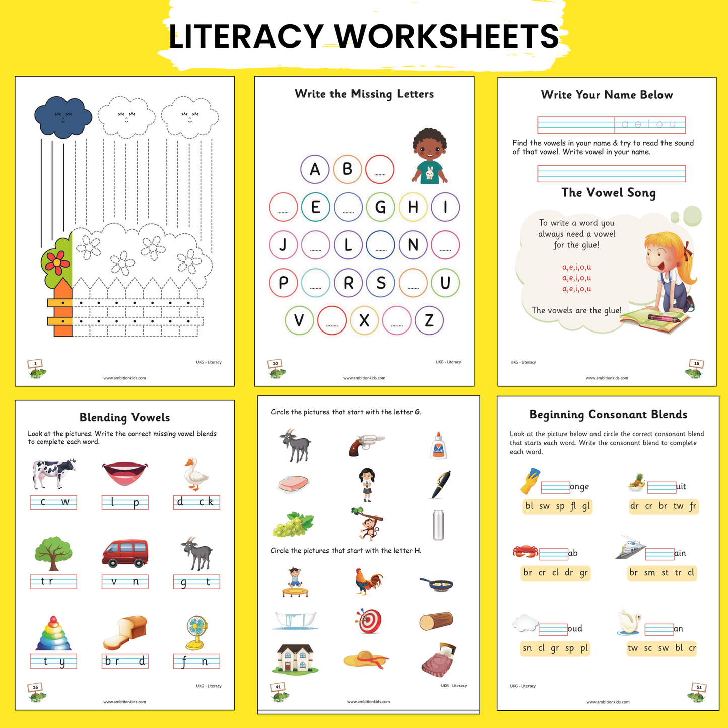 UKG Hard Copy Kids Worksheets - Ambition Kids