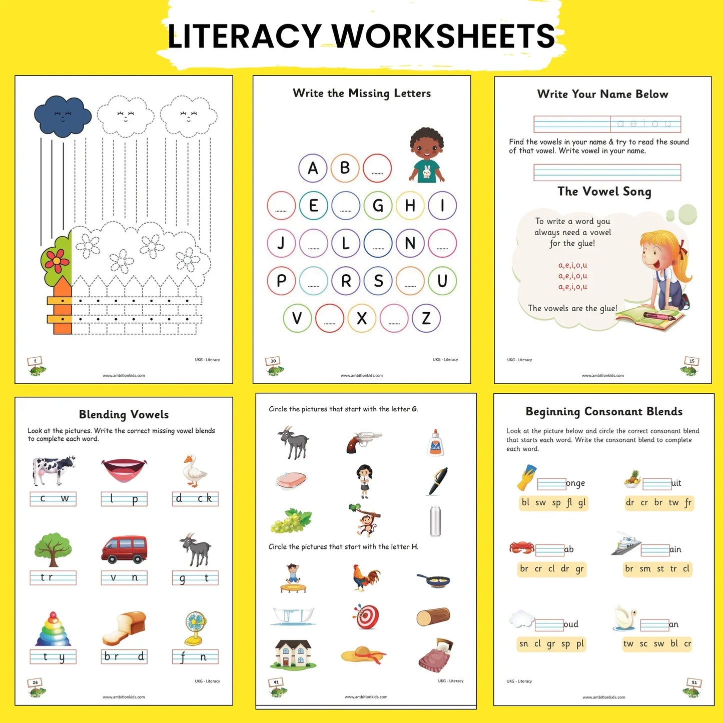 UKG Hard Copy Kids Worksheets - Ambition Kids
