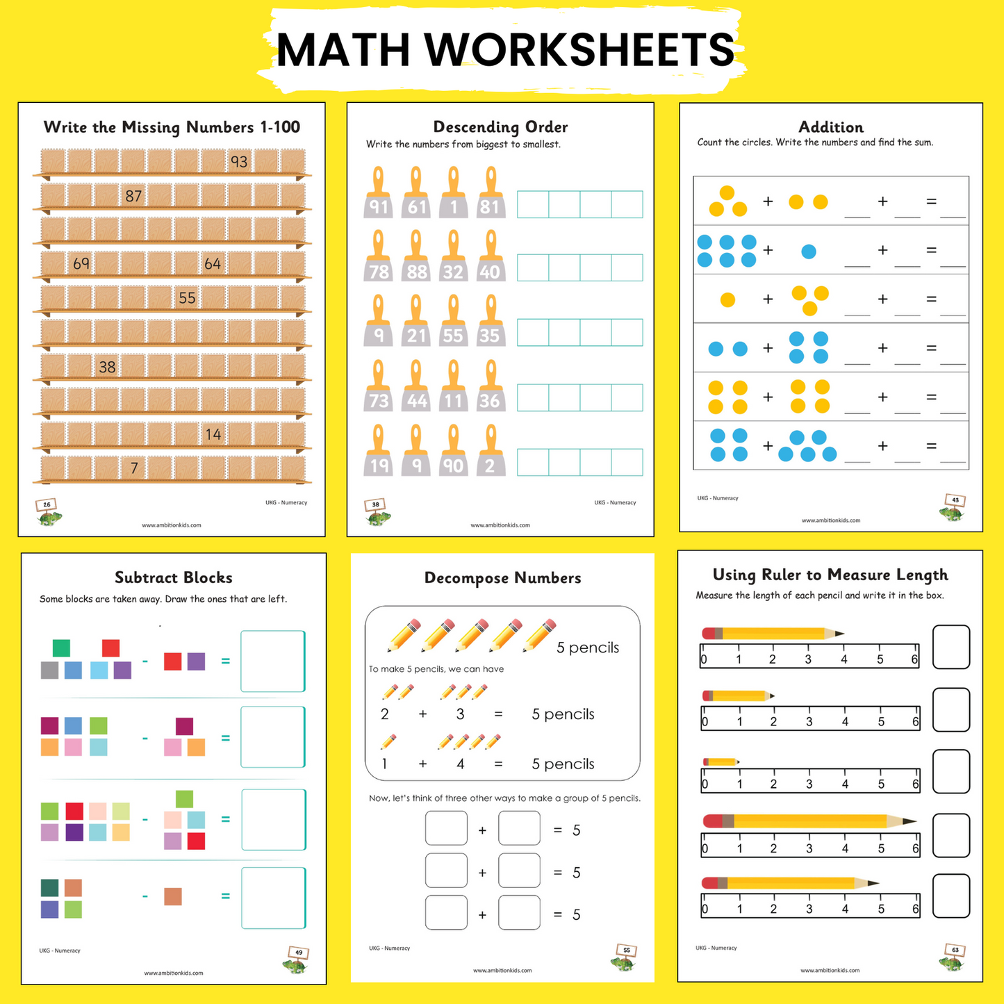 UKG Hard Copy Kids Worksheets - Ambition Kids
