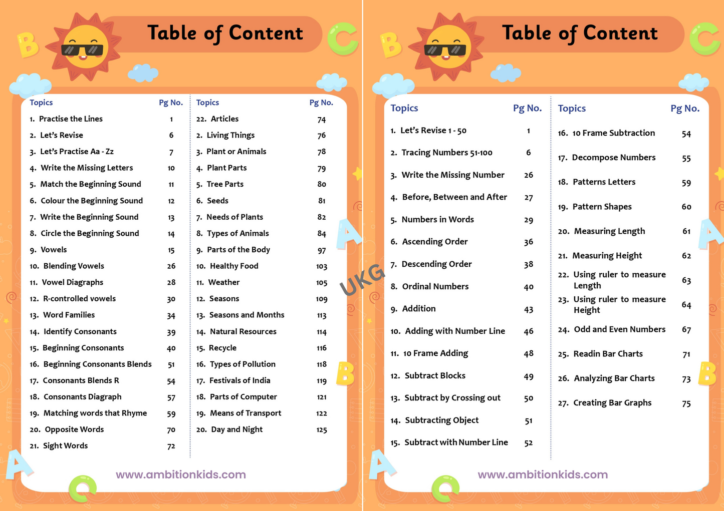 UKG Hard Copy Kids Worksheets - Ambition Kids