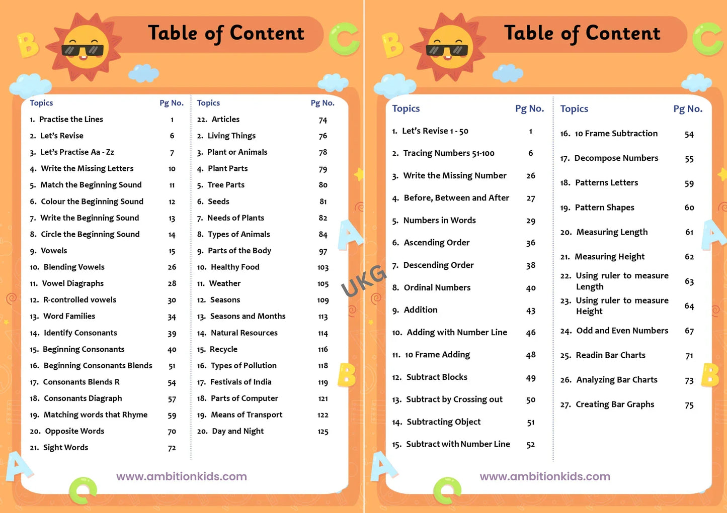 UKG Hard Copy Kids Worksheets - Ambition Kids
