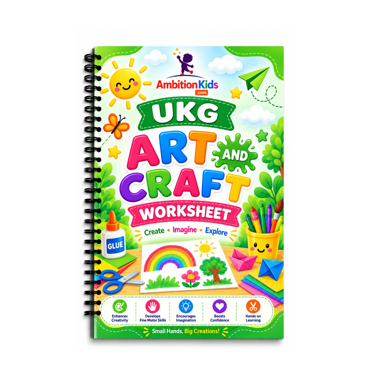 UKG Loose Worksheets | 52 Skill-Based Art & Craft Activities | Screen Free Learning | Hard Copy