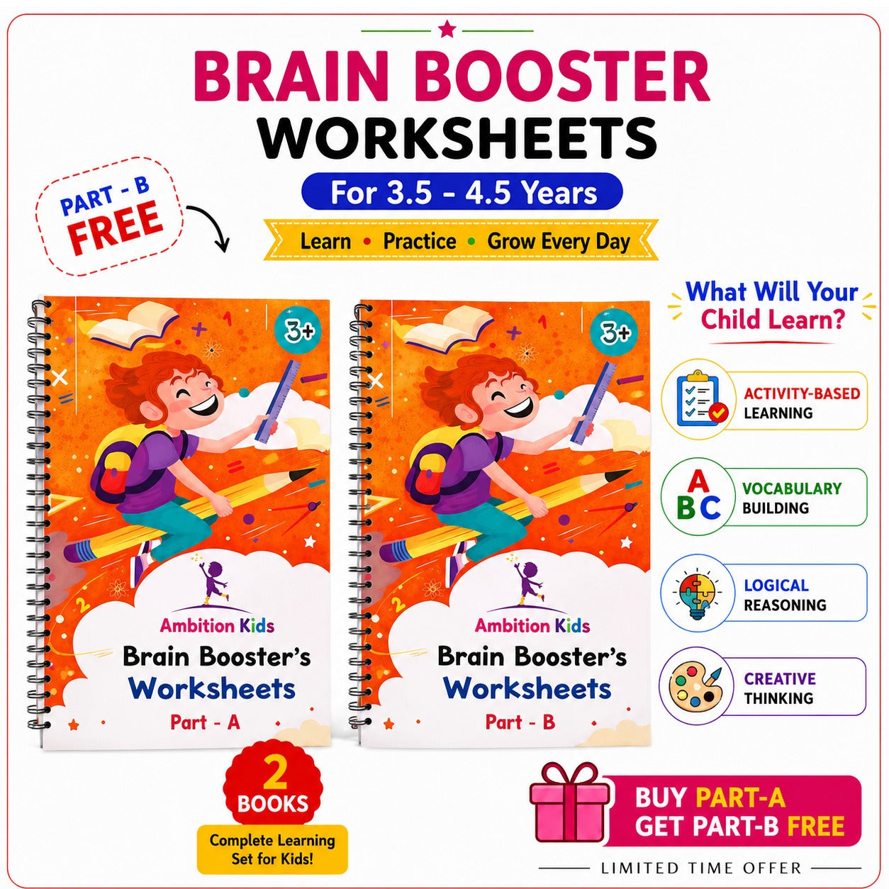 Age 3+ Brain Booster Worksheets (350+ Activities) - Buy 1 Get 1 Free