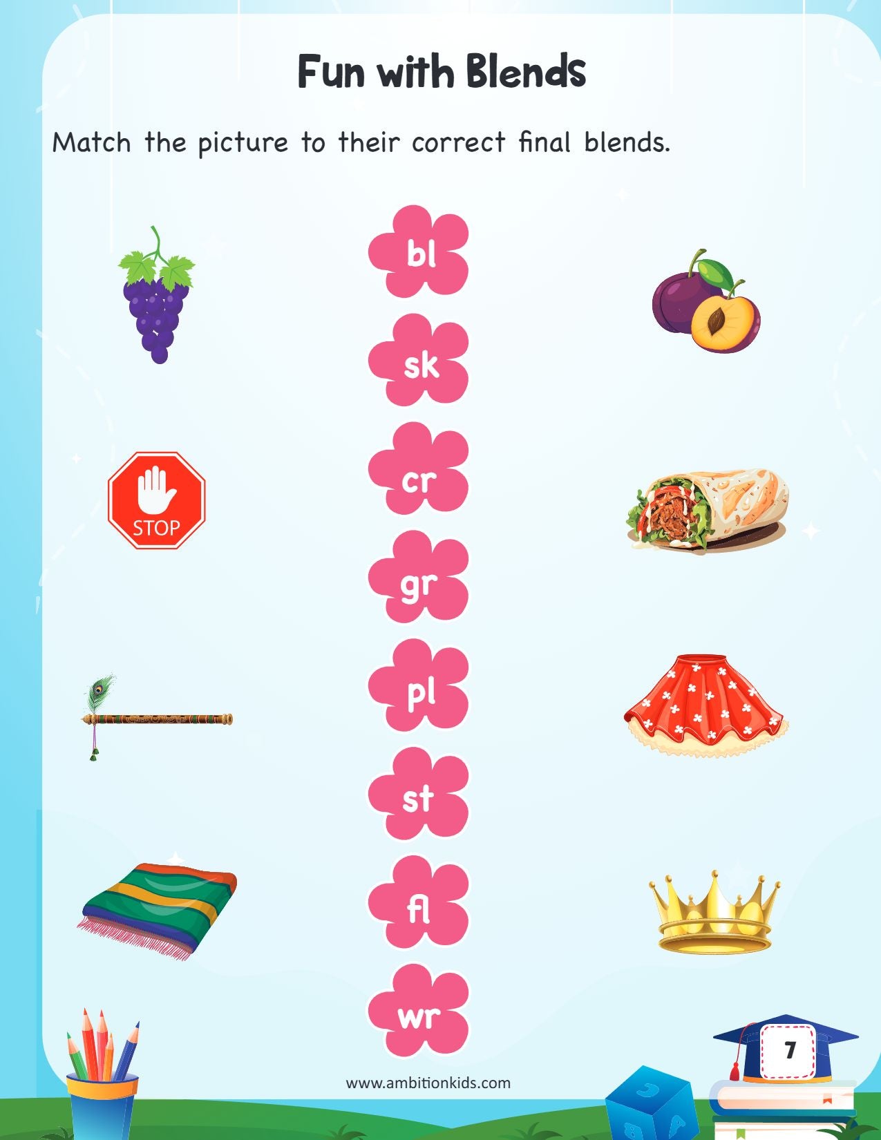 Blends & Digraphs Phonics Ambition Kids Worksheets for Age 3–6 Years