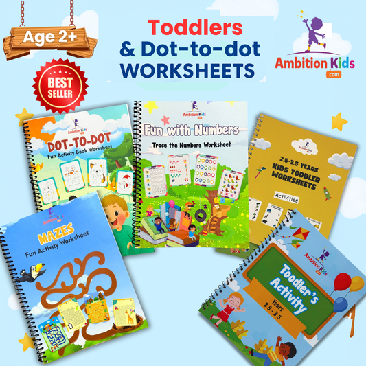 Toddler & Dot-to-Dot, Mazes & Numbers (5 Worksheets)
