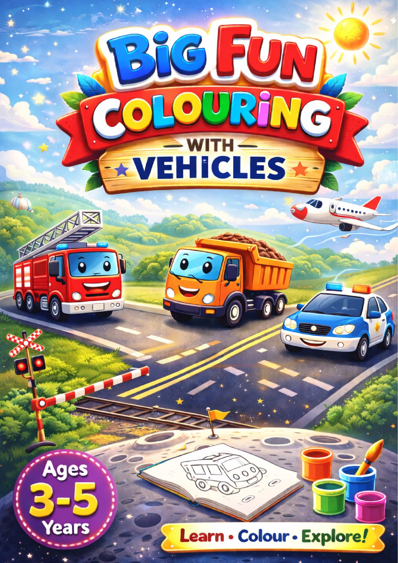 Colouring Books Combo Set for Kids Age 2-5 Years | Animal Safari, Universe, Vehicles & Fruits | A3 Size Activity Books