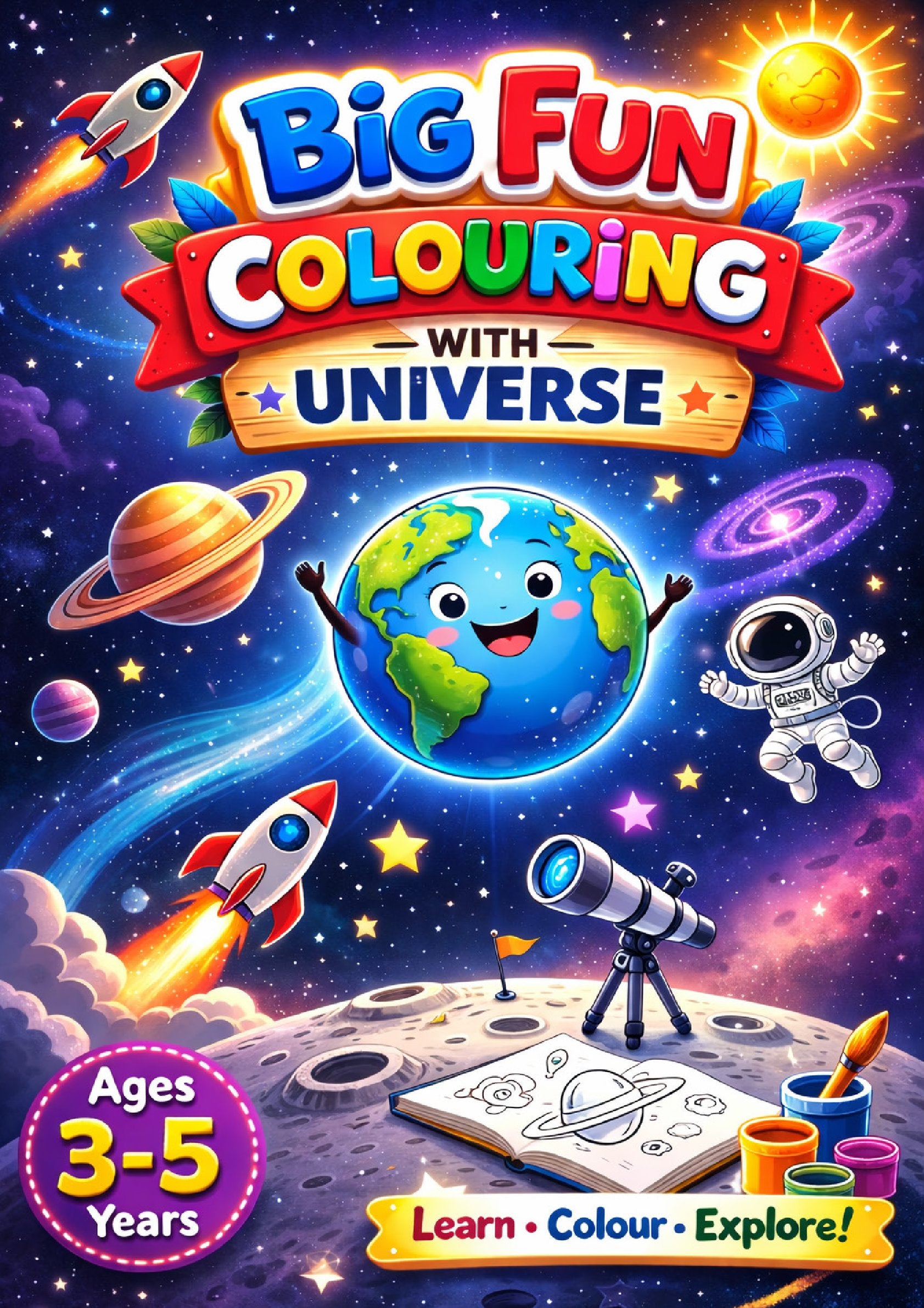 Colouring Books Combo Set for Kids Age 2-5 Years | Animal Safari, Universe, Vehicles & Fruits | A3 Size Activity Books