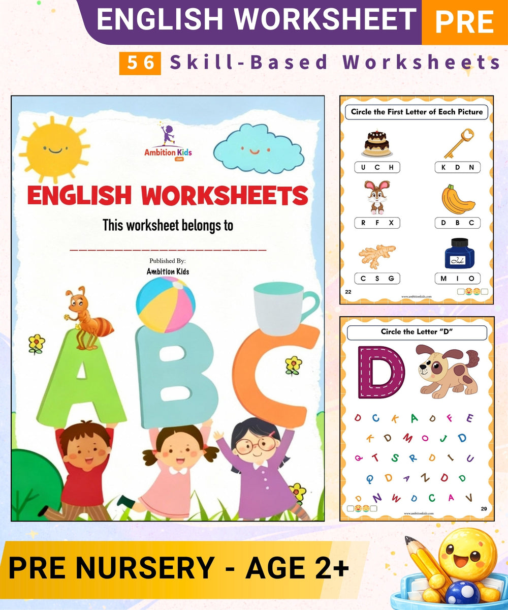 Pre-Nursery English Printable Worksheets | Alphabet & Picture Activiti