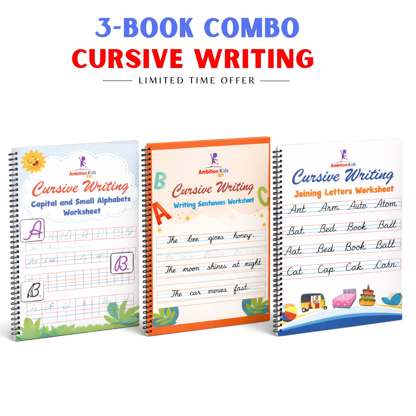Cursive Writing Practice Book for Kids (Letters, Words & Sentences)