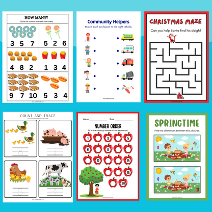 200+ Kids Worksheet Activities Age 2-4
