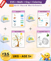 UKG Worksheets EVS + Math + Eng + Coloring | 380 Skill-Based Page | Hard Copy