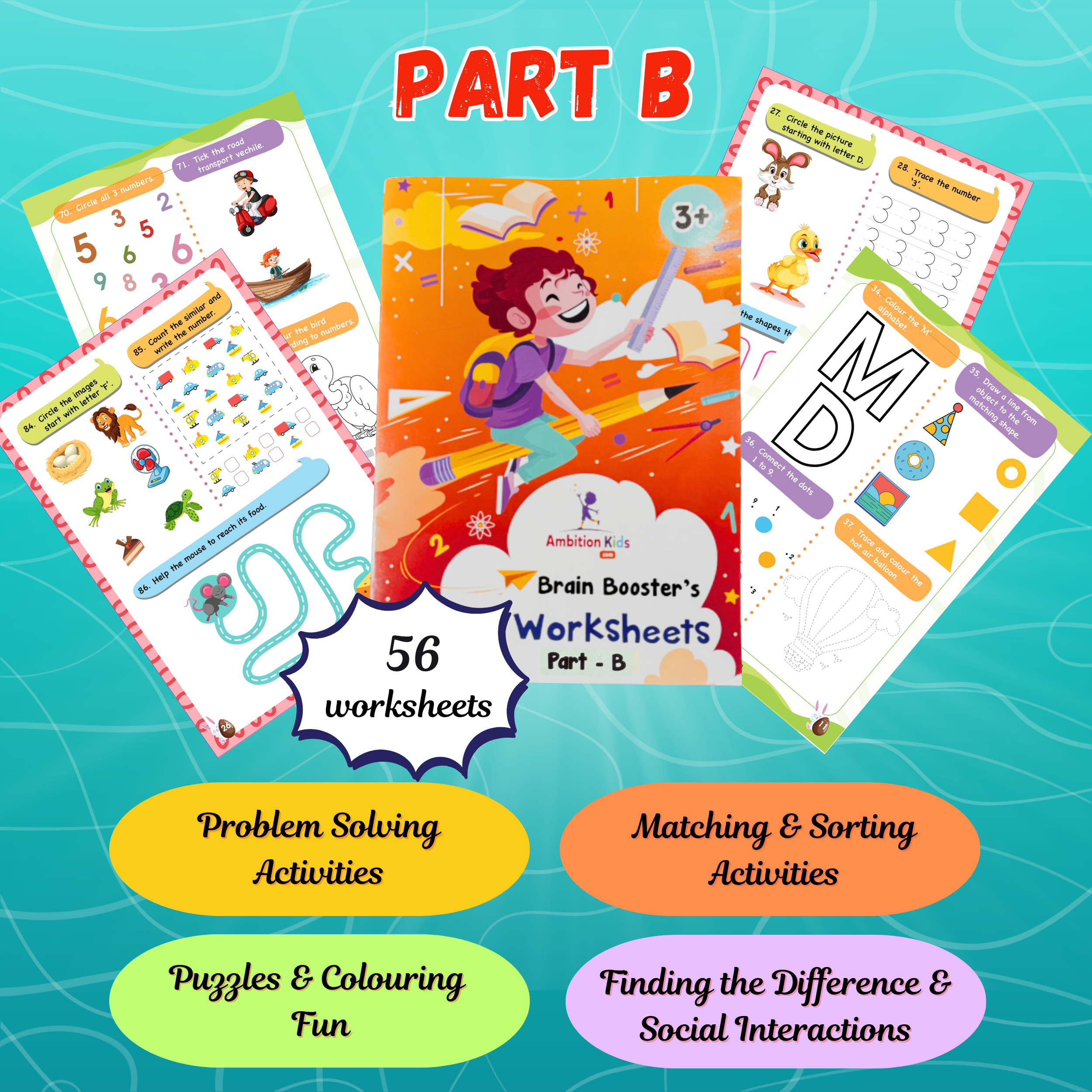 Age 3+ Brain Booster Worksheets (350+ Activities) - Ambition Kids