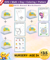 Preschool Kids Worksheets Bundle – EVS, Math, English, Coloring & Patterns | Complete Learning Kit
