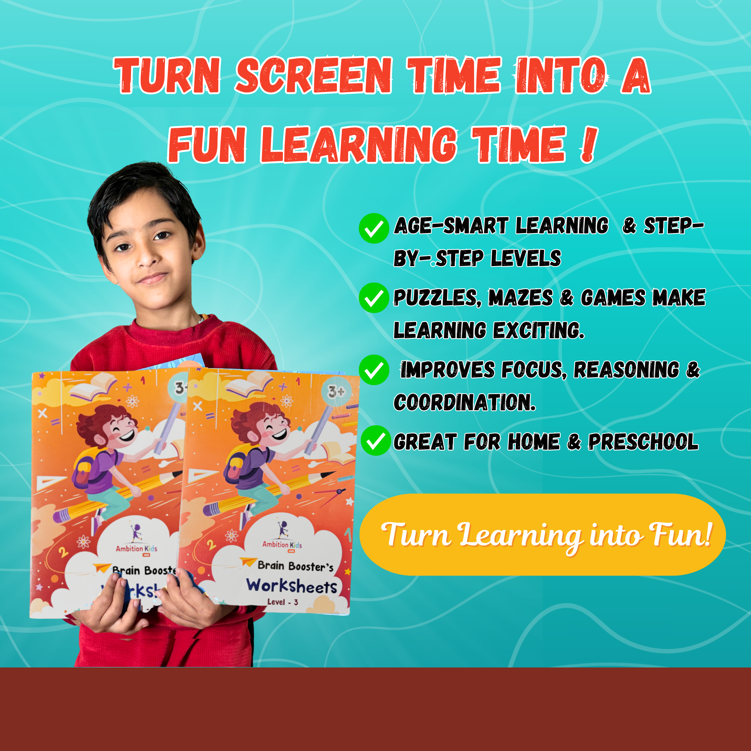 Age 3+ Brain Booster Worksheets (350+ Activities) - Ambition Kids