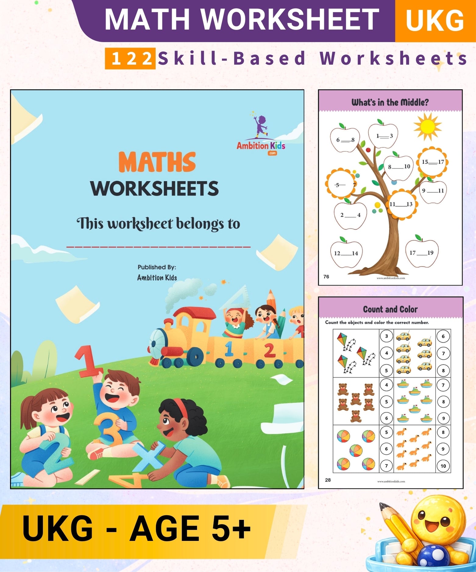 UKG Math Printable Worksheets | 122 Skill-Based Maths Worksheets