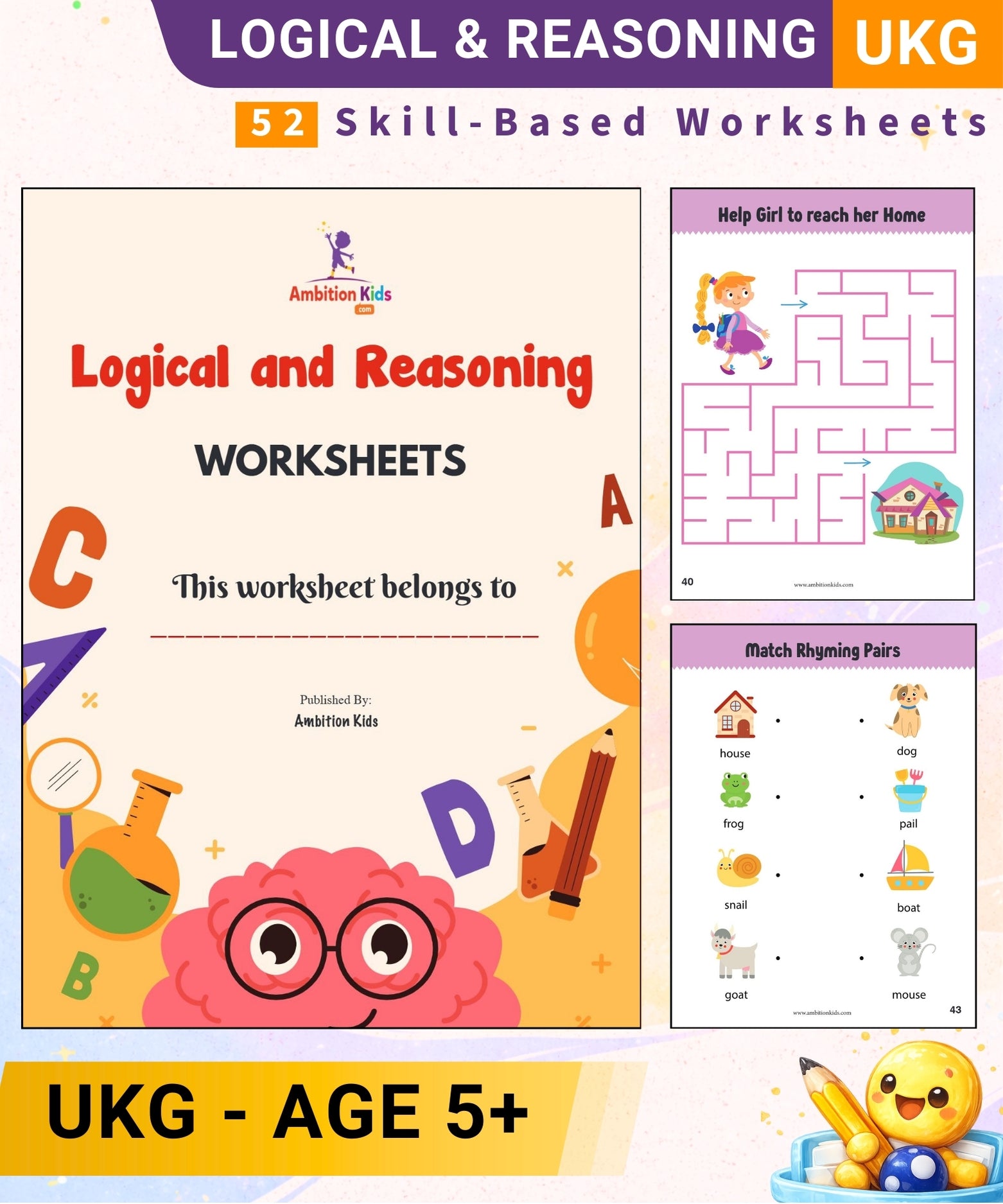 UKG Printable Worksheet | 52 Skill-Based Logical & Reasoning | Screen Free Learning