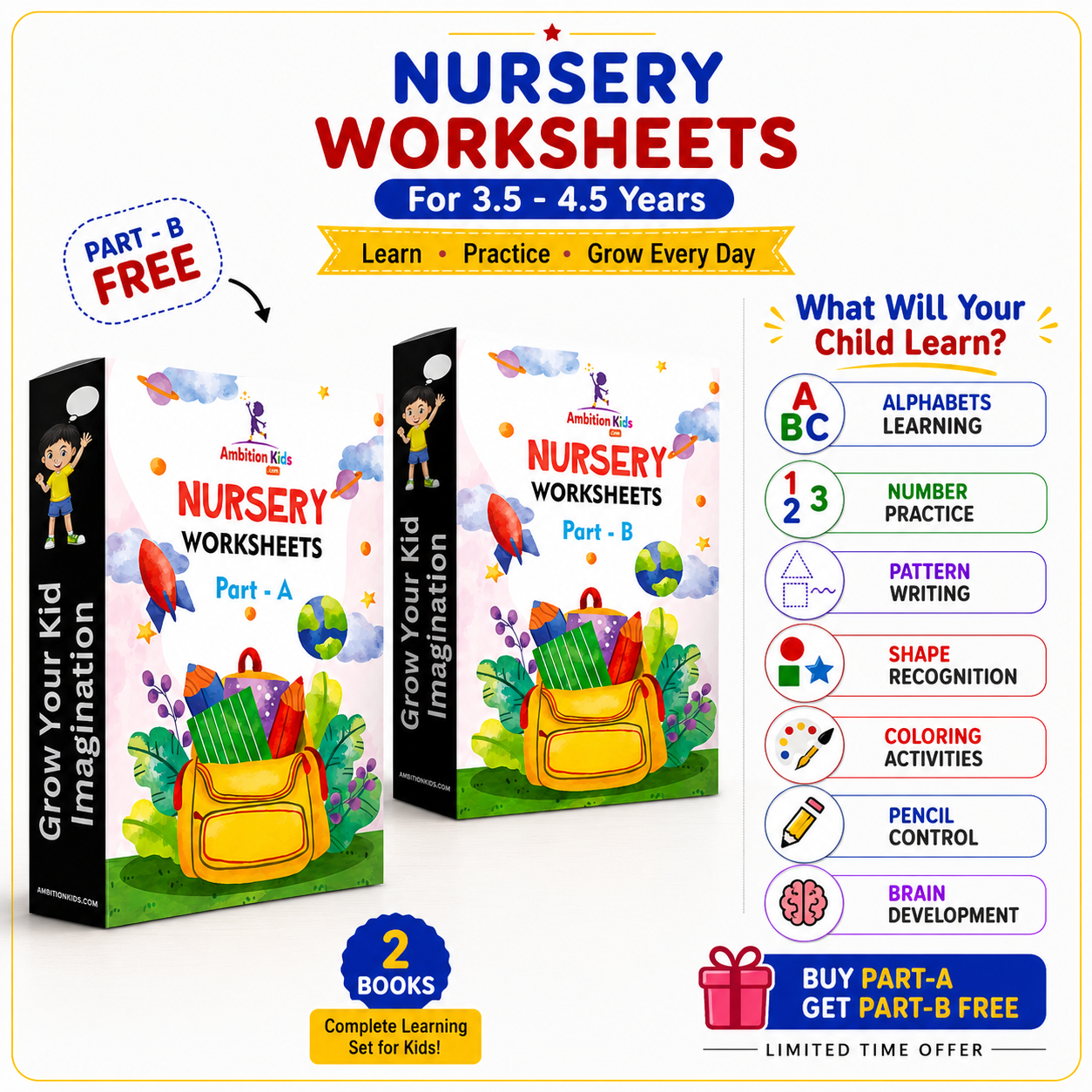 Preschool Worksheets For Nursery, LKG & UKG Kids