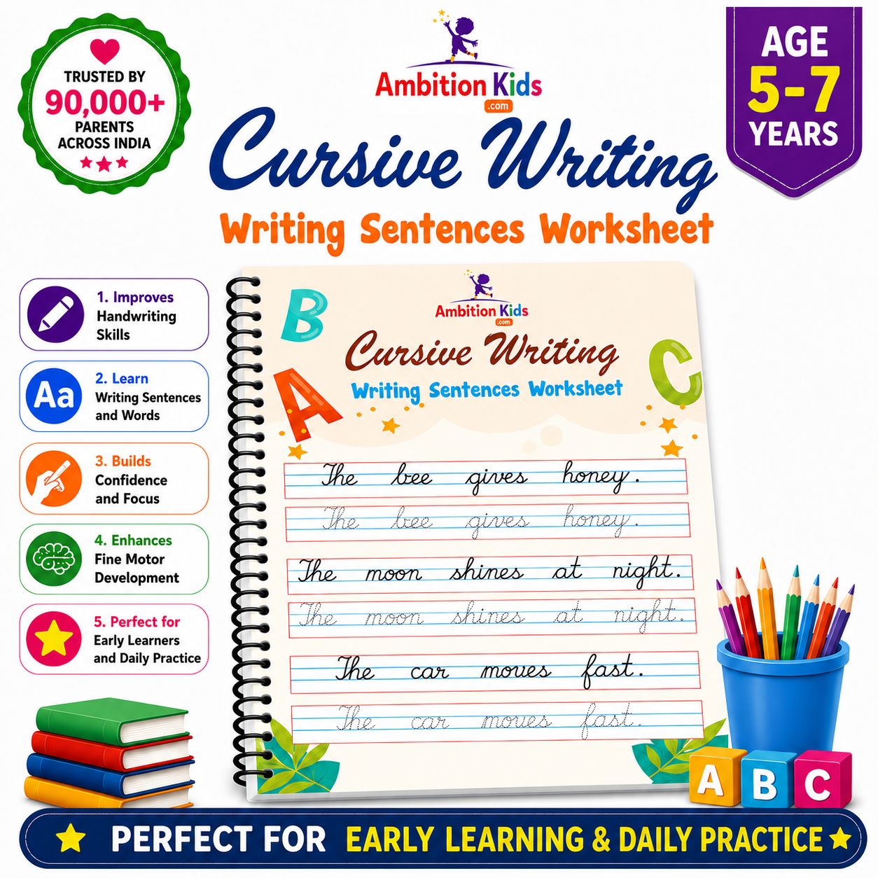 Sentences Cursive Writing Ambition Kids Worksheet