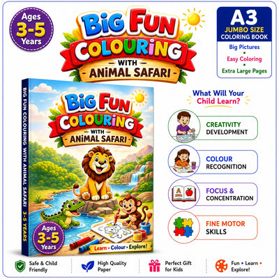 Big Fun Colouring with Animal Safari | Colouring Book for Kids Age 3-5 Years