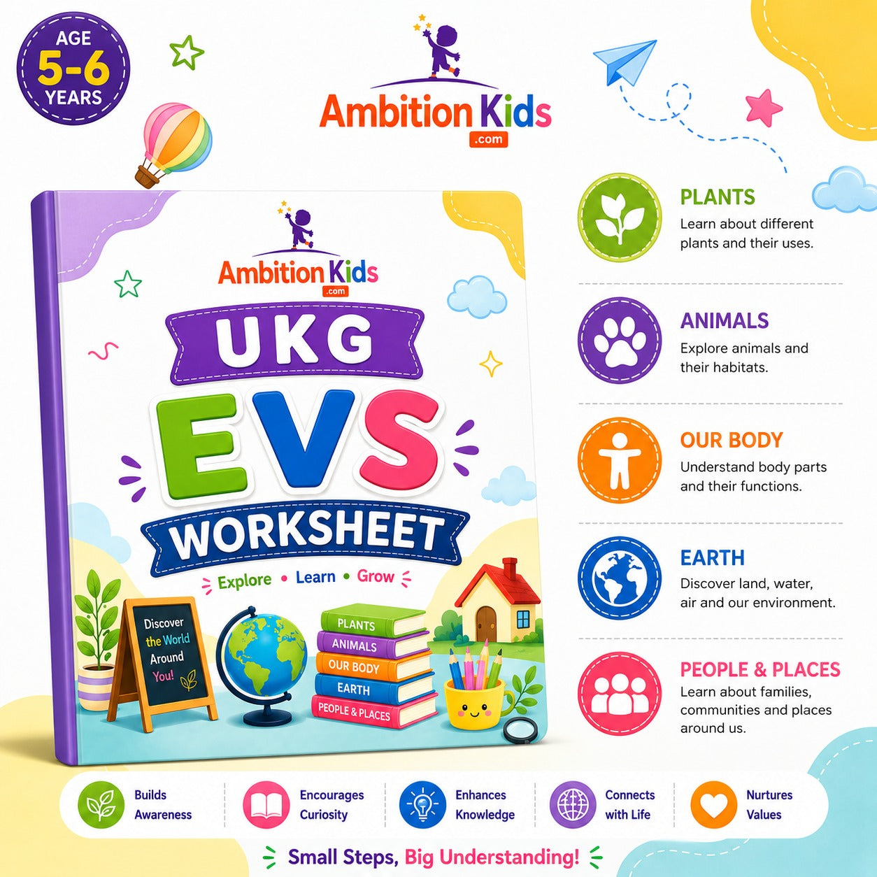 UKG 104 Skill-Based EVS Printable Worksheets | Screen-Free Learning