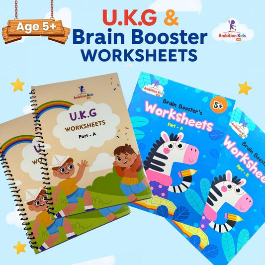 UKG & Brain Booster Worksheets (4 Books)