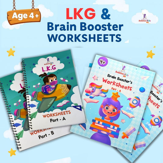 Lkg & Brain Booster Worksheets (4 Books)