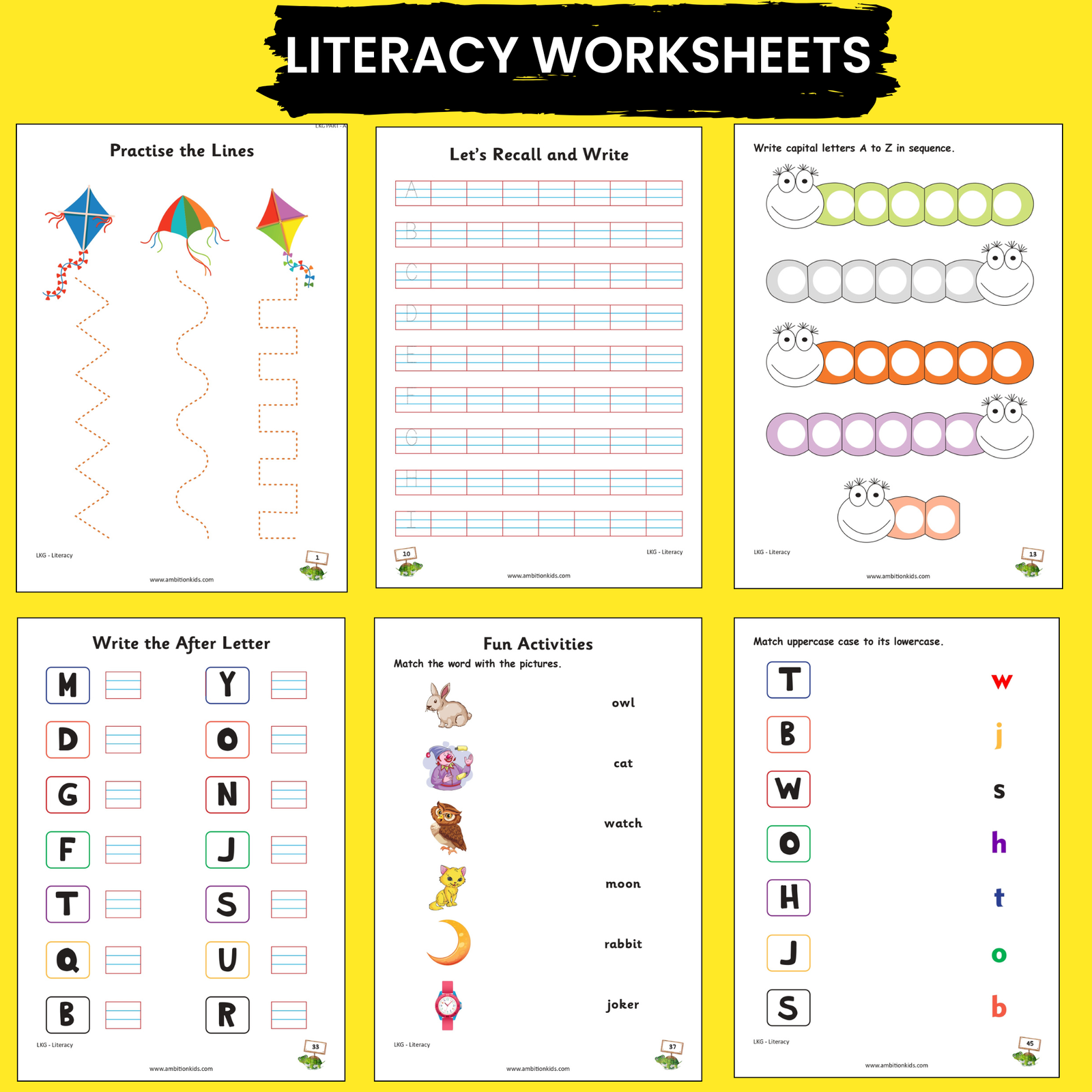 LKG Hard Copy Kids Worksheets - Ambition Kids