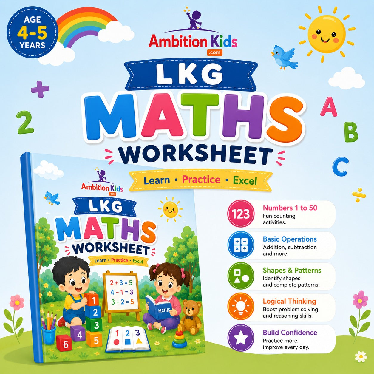LKG Printable Worksheets | 94 Math Numeracy Practice Pages | Fun Learning