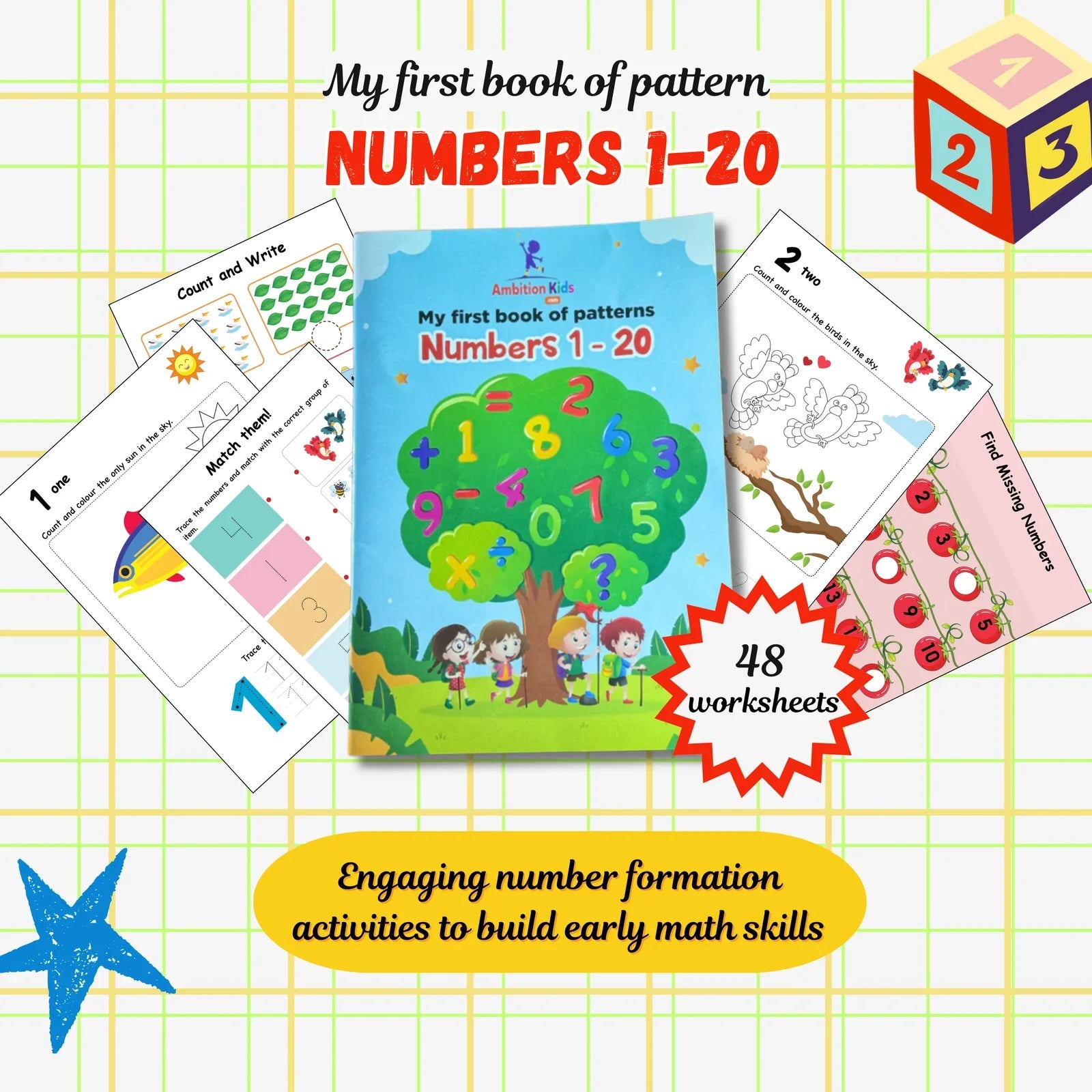 (Ages 5–7): UKG Set • Age 5+ Brain Booster & Pattern Writing | 3-in-1 Genius Learning Pack - Ambition Kids