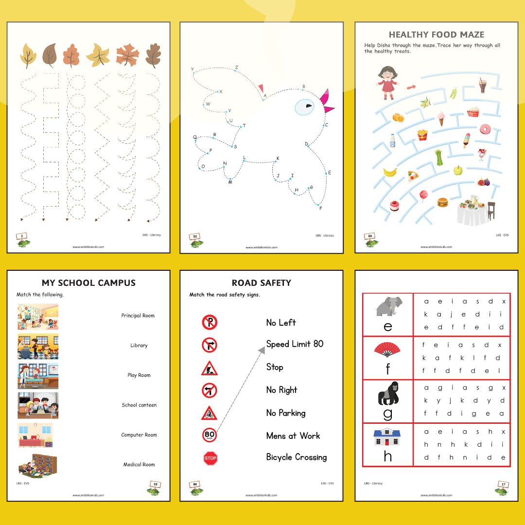 Nursery Hard Copy Kids Worksheets - Ambition Kids