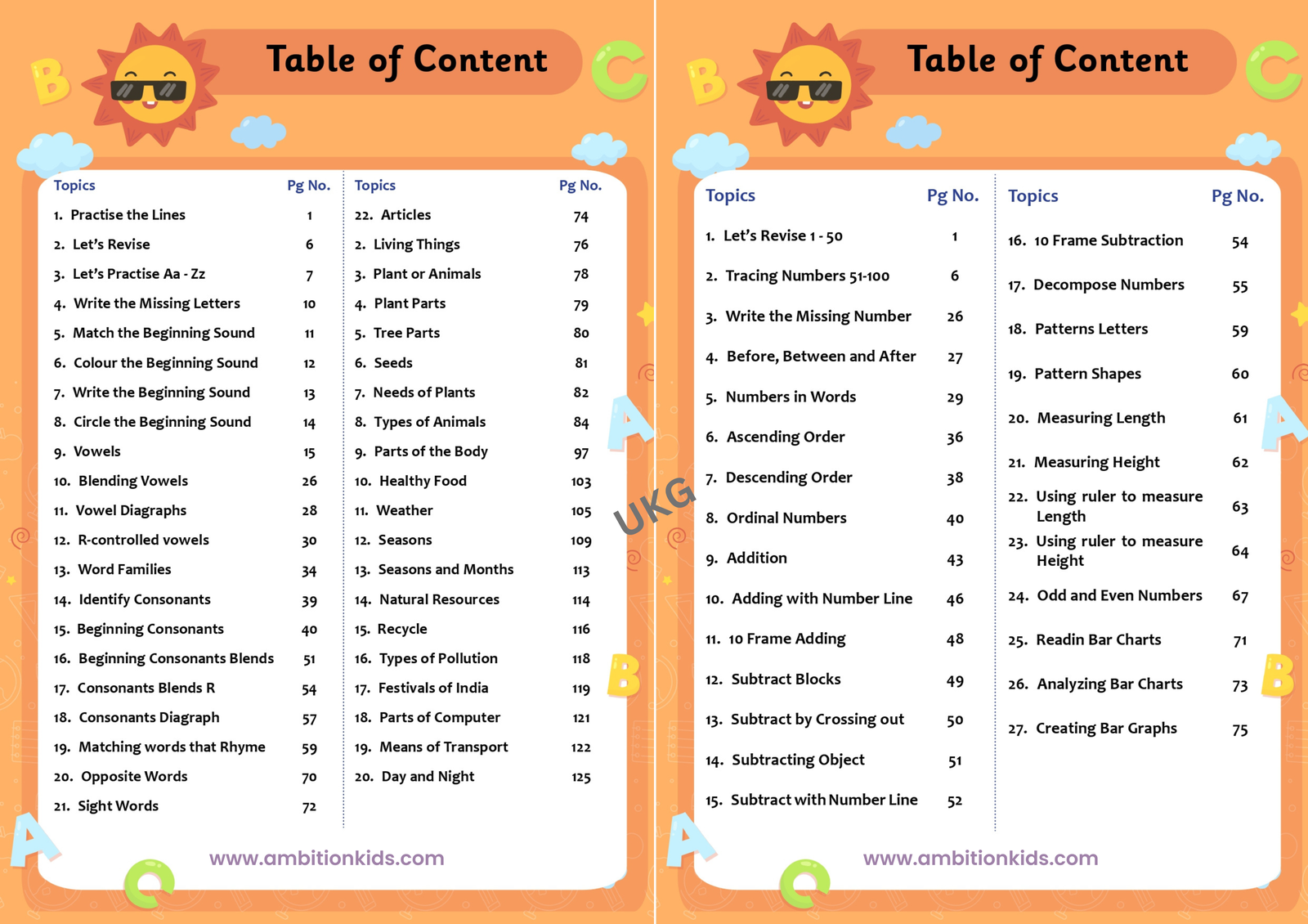 UKG Hard Copy Kids Worksheets - Ambition Kids