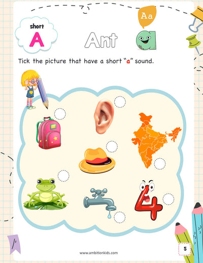 A–Z Sounds Phonics Ambition Kids Worksheets for Age 3–6 Years