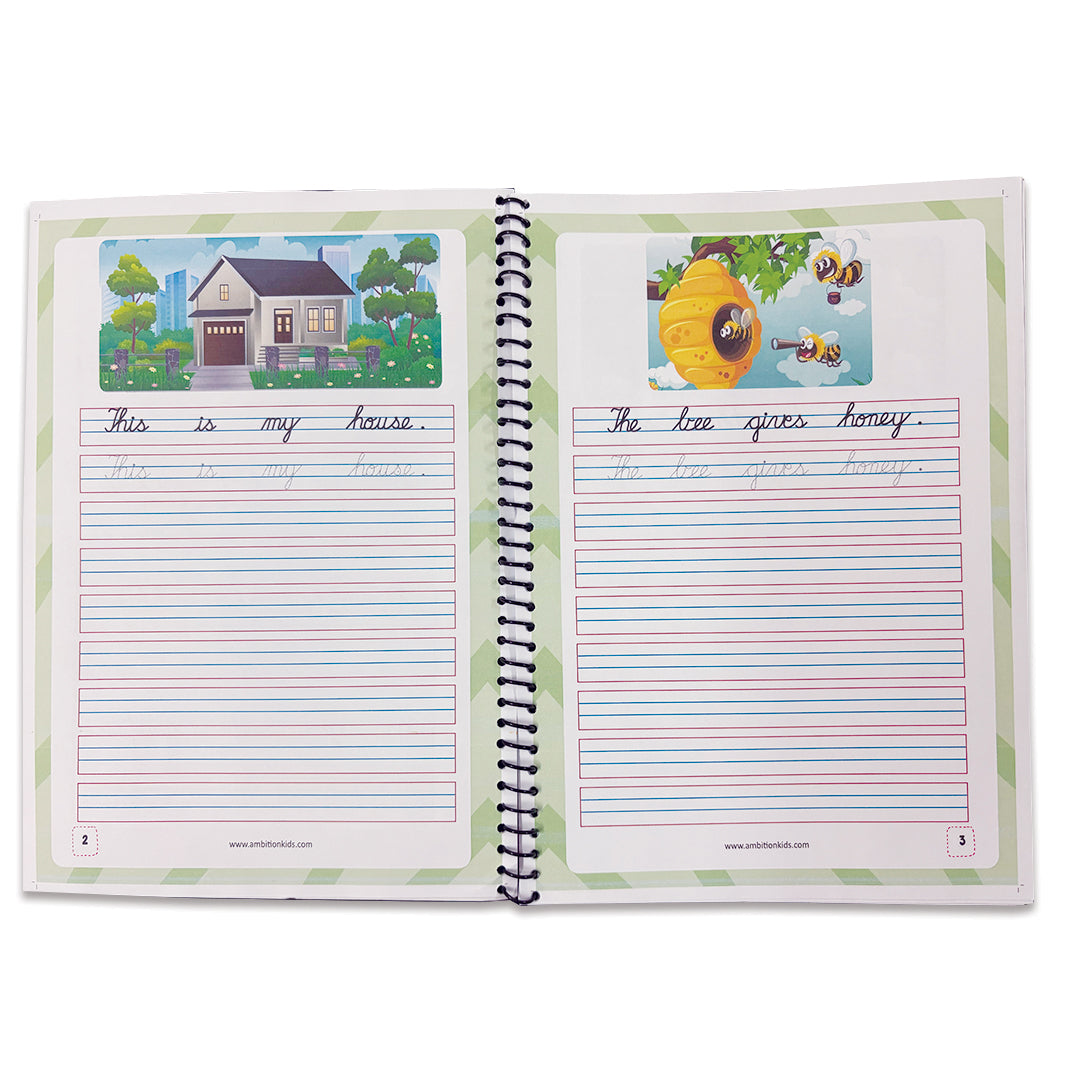 Cursive Writing Practice Book for Kids (Letters, Words & Sentences) - Ambition Kids