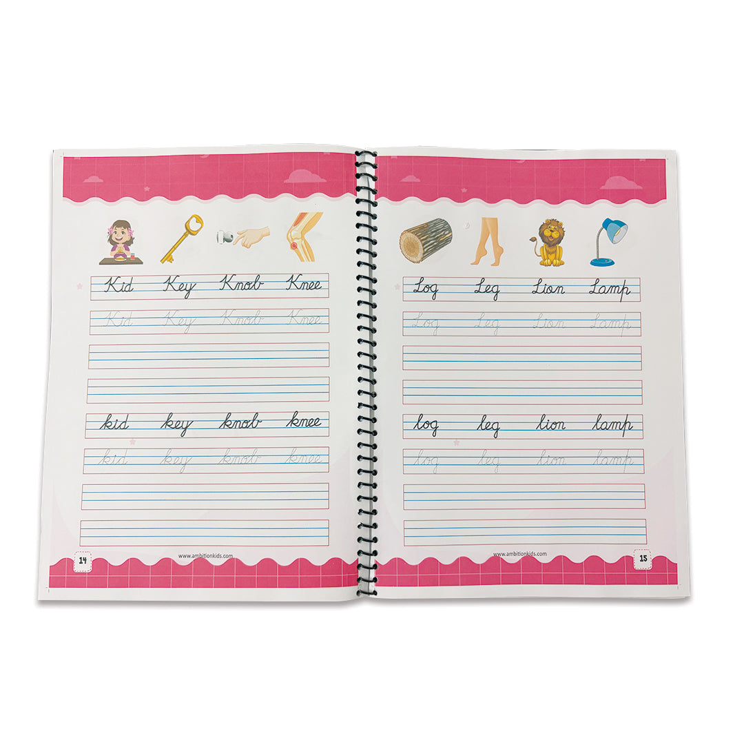Cursive Writing Practice Book for Kids (Letters, Words & Sentences) - Ambition Kids